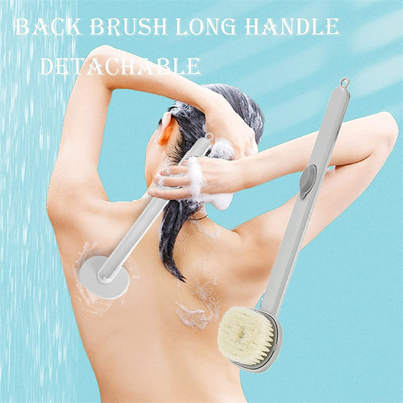 Dual-Purpose Detachable Shower Brush with Handle & Massager