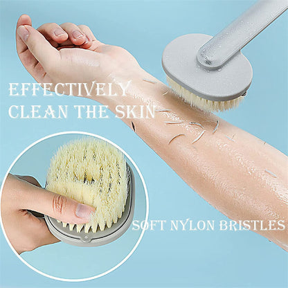 Dual-Purpose Detachable Shower Brush with Handle & Massager